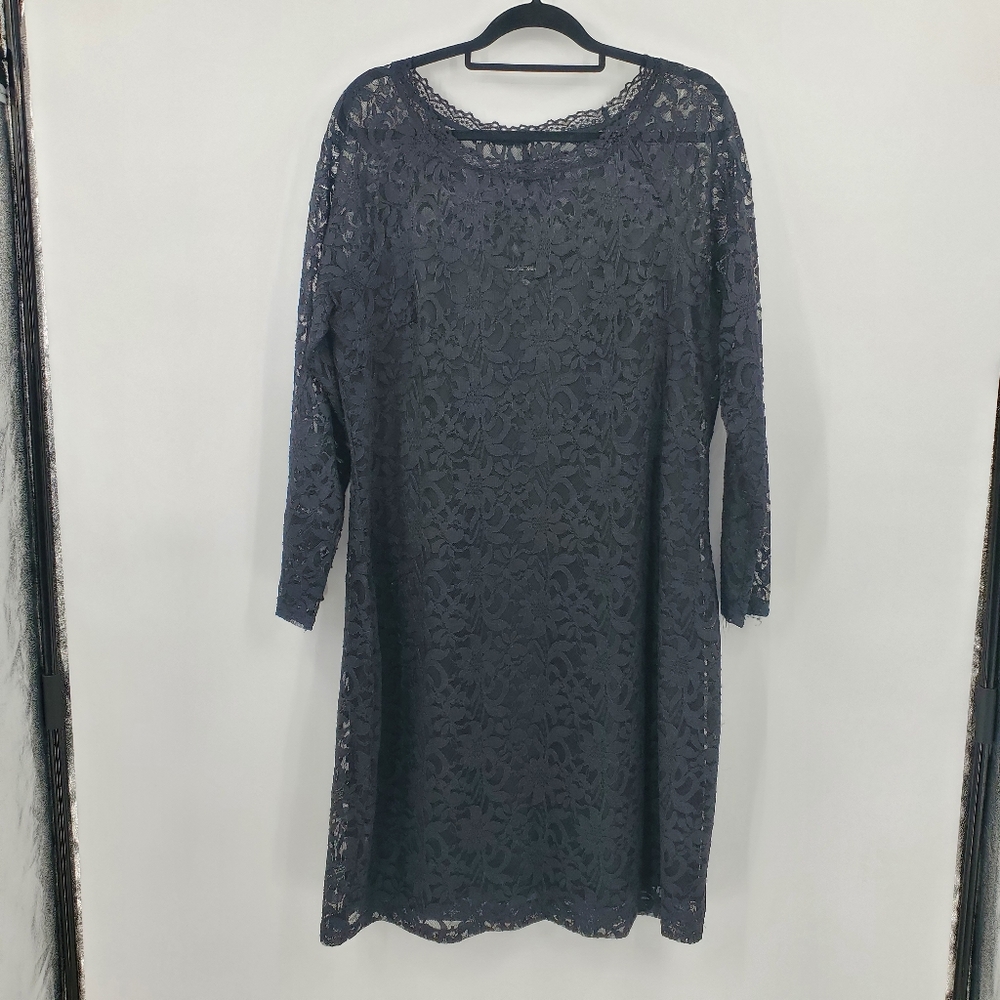 โงโง Candalite Womens Black Lace Midi Dress Size 2X